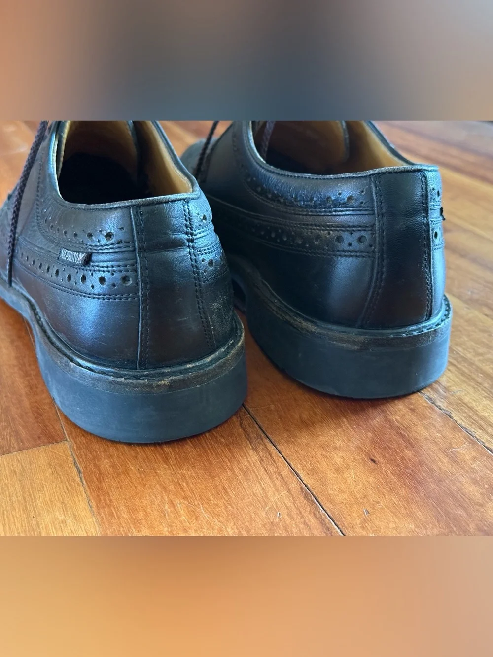 Mephisto Men’s Black Leather Wingtip Dress Shoes